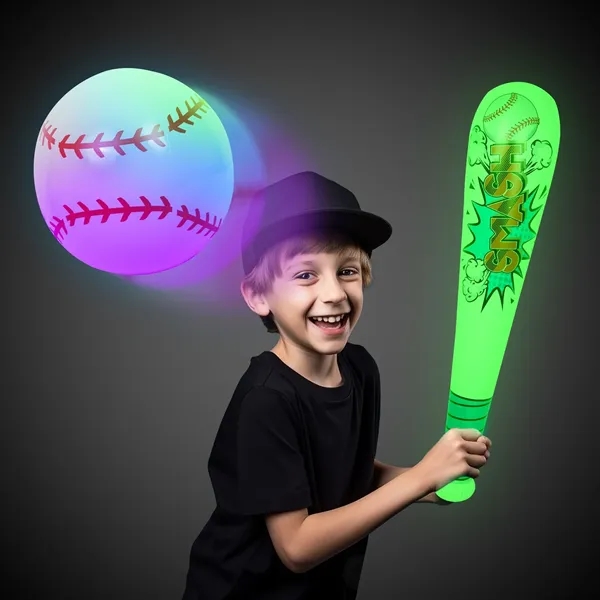 Light Up Bat and Baseball Inflatable Set(imprintable) - Light Up Bat and Baseball Inflatable Set(imprintable) - Image 1 of 7