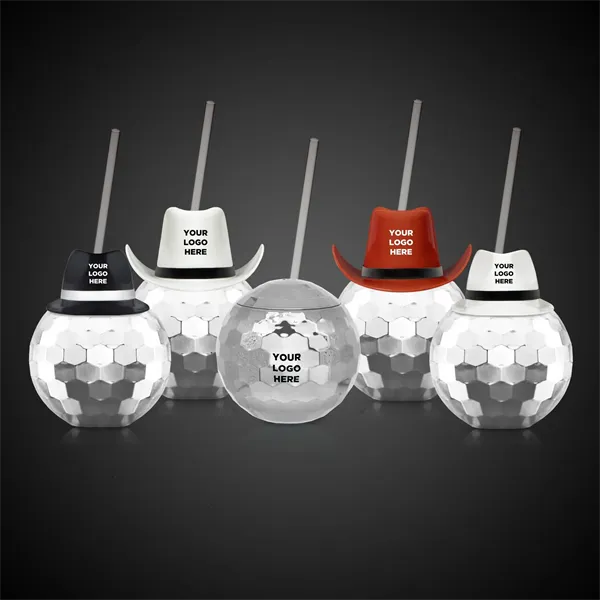 Disco Ball Cup Silver w/Straw/Hat(option)(Imprintable) - Disco Ball Cup Silver w/Straw/Hat(option)(Imprintable) - Image 0 of 7