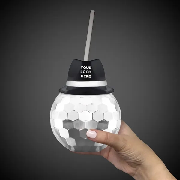 Disco Ball Cup Silver w/Straw/Hat(option)(Imprintable) - Disco Ball Cup Silver w/Straw/Hat(option)(Imprintable) - Image 1 of 7