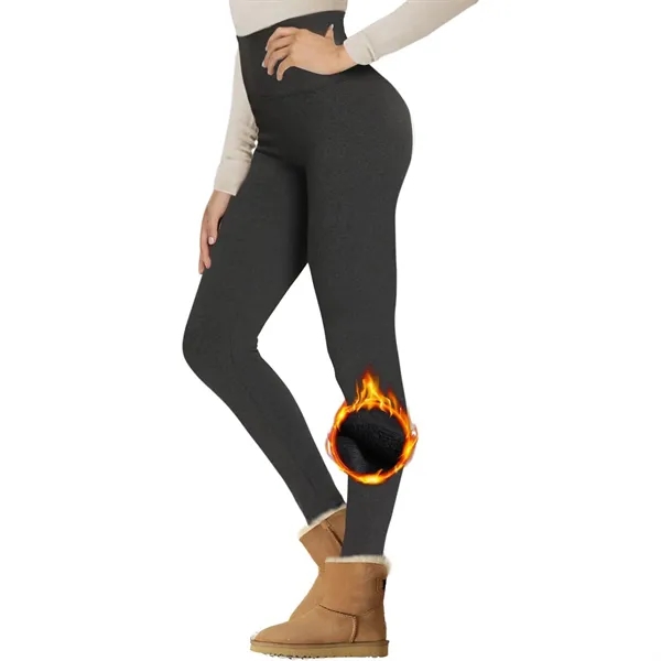 Warm High-Waist Yoga Pants - Fleece Leggings - Warm High-Waist Yoga Pants - Fleece Leggings - Image 5 of 14
