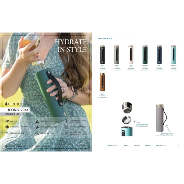 20oz Insulated Water Bottle with Bamboo Lid - 20oz Insulated Water Bottle with Bamboo Lid - Image 1 of 11