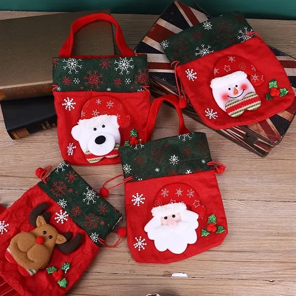 Fabric Drawstring Christmas Gift Doll Apple Bag - Fabric Drawstring Christmas Gift Doll Apple Bag - Image 2 of 3