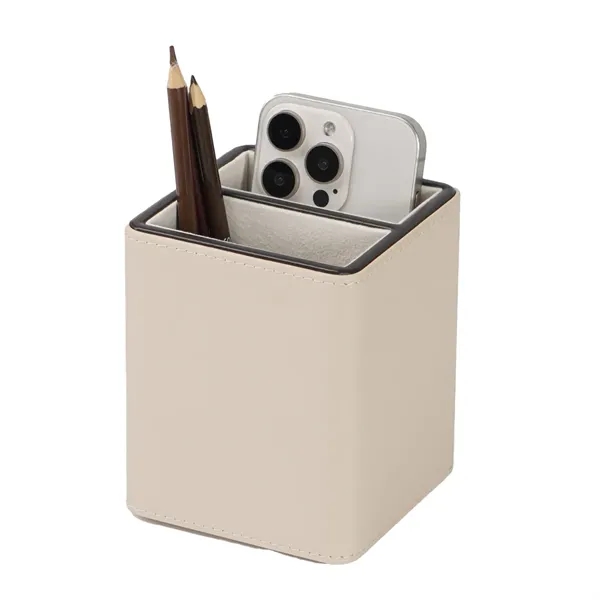 Stylish Desk Office Accessory Leather Pen Holder Organizer - Stylish Desk Office Accessory Leather Pen Holder Organizer - Image 2 of 3