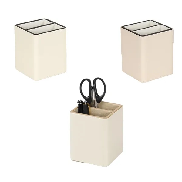 Stylish Desk Office Accessory Leather Pen Holder Organizer - Stylish Desk Office Accessory Leather Pen Holder Organizer - Image 3 of 3