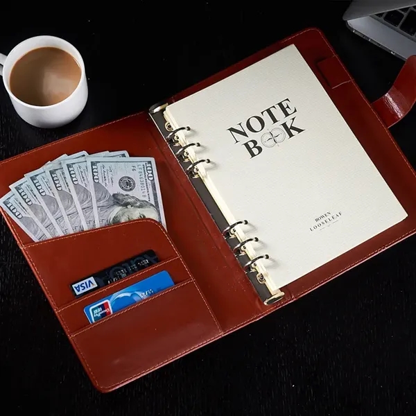 PU Leather Organizer Pockets Binder Refillable Notebook - PU Leather Organizer Pockets Binder Refillable Notebook - Image 1 of 4
