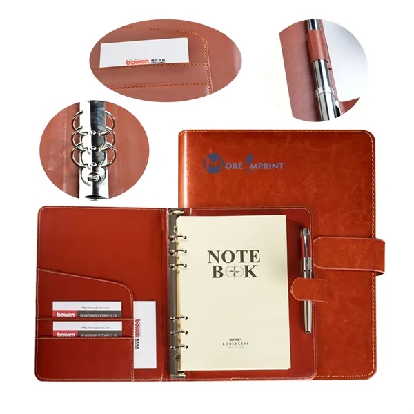 PU Leather Organizer Pockets Binder Refillable Notebook - PU Leather Organizer Pockets Binder Refillable Notebook - Image 0 of 4