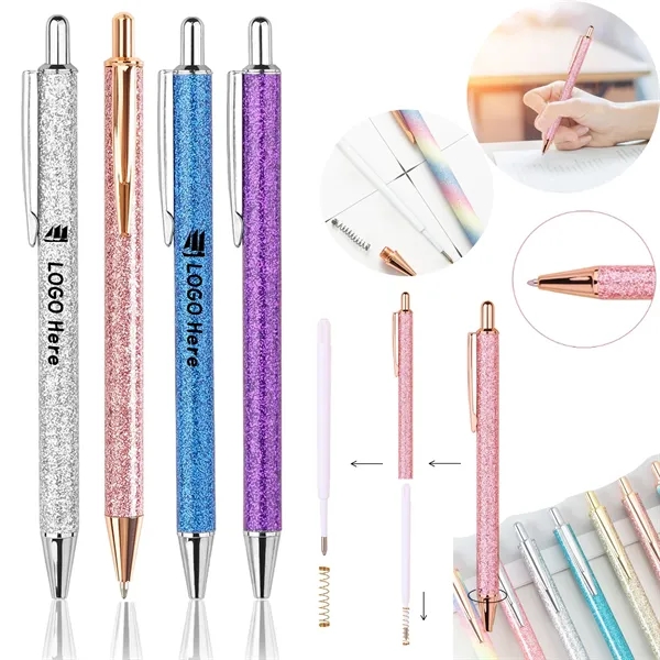 Metal Glitter Ballpoint Pens - Metal Glitter Ballpoint Pens - Image 0 of 3