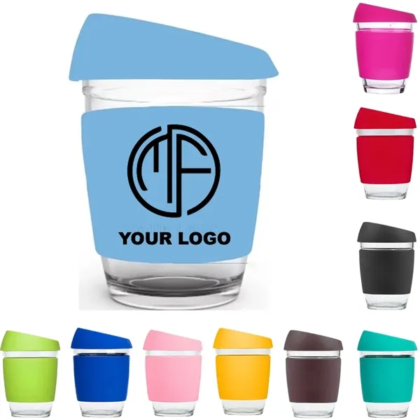 12oz Traveler's Glass Bottle With Colorful Silicone Sleeve - 12oz Traveler's Glass Bottle With Colorful Silicone Sleeve - Image 0 of 1