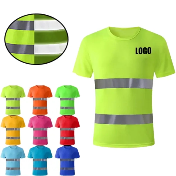 Reflective Safety Round Neck Short Sleeve T-shirt Vest - Reflective Safety Round Neck Short Sleeve T-shirt Vest - Image 0 of 1