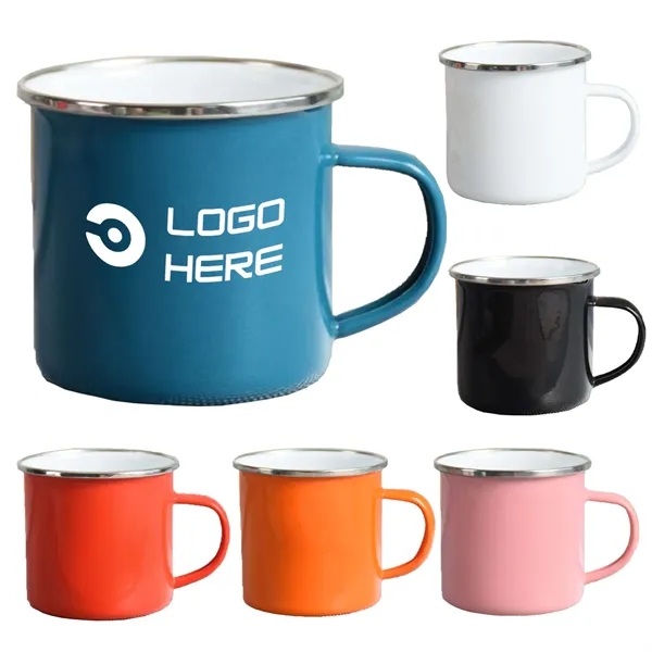 11 Oz. Stainless Steel Rimmed Enamel Mug - 11 Oz. Stainless Steel Rimmed Enamel Mug - Image 0 of 1
