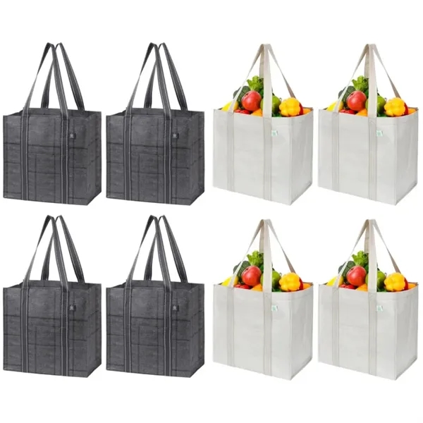 Reusable Grocery Bags With Hard Bottom Heavy Duty Foldable - Reusable Grocery Bags With Hard Bottom Heavy Duty Foldable - Image 3 of 3