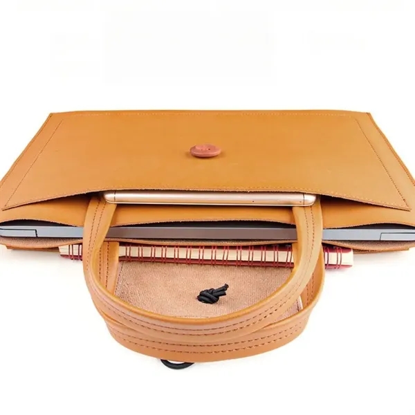 PU Leather Organizer Laptop Sleeve Briefcase Tote Bag - PU Leather Organizer Laptop Sleeve Briefcase Tote Bag - Image 3 of 6