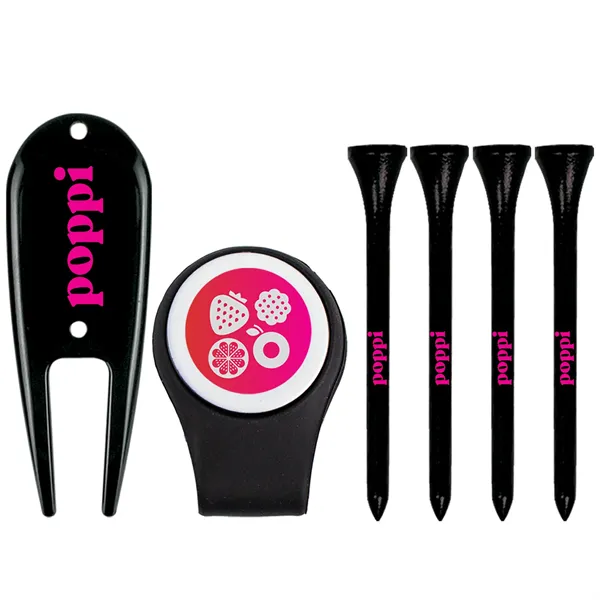 Hat Clip with Divot Tool & (4) 2-3/4" Golf Tees - Hat Clip with Divot Tool & (4) 2-3/4" Golf Tees - Image 0 of 1