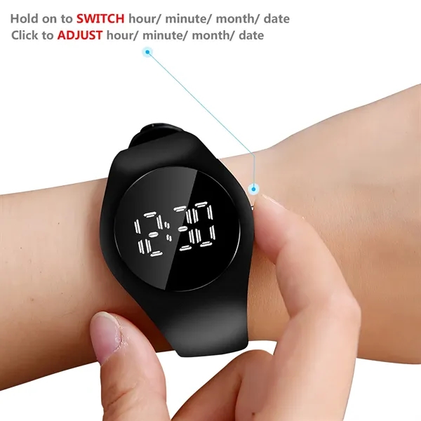 Round Watch w/White Digital Dial - Round Watch w/White Digital Dial - Image 1 of 13
