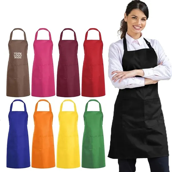 Kitchen Bib Apron with 2 Pockets - Kitchen Bib Apron with 2 Pockets - Image 0 of 4