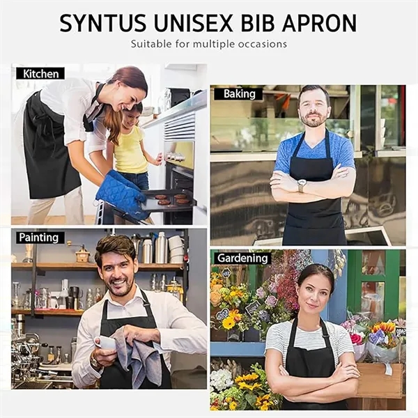 Kitchen Bib Apron with 2 Pockets - Kitchen Bib Apron with 2 Pockets - Image 3 of 4