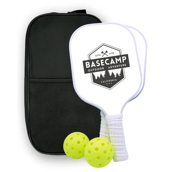 Custom Fiberglass Pickleball Paddle Set with Bag - White - Custom Fiberglass Pickleball Paddle Set with Bag - White - Image 0 of 7
