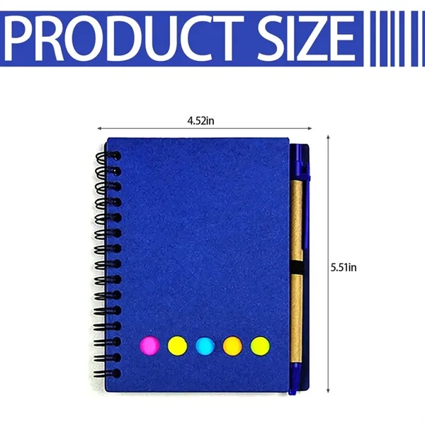 5.5 inch Pocket Spiral Notebook W/ Sticky Notes and Pen - 5.5 inch Pocket Spiral Notebook W/ Sticky Notes and Pen - Image 4 of 4