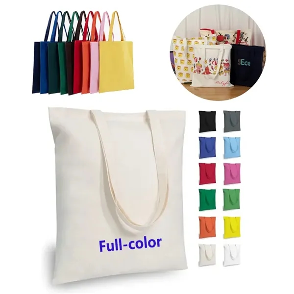 Custom Logo/Full Color Reusable Canvas Tote Bag - Custom Logo/Full Color Reusable Canvas Tote Bag - Image 0 of 3