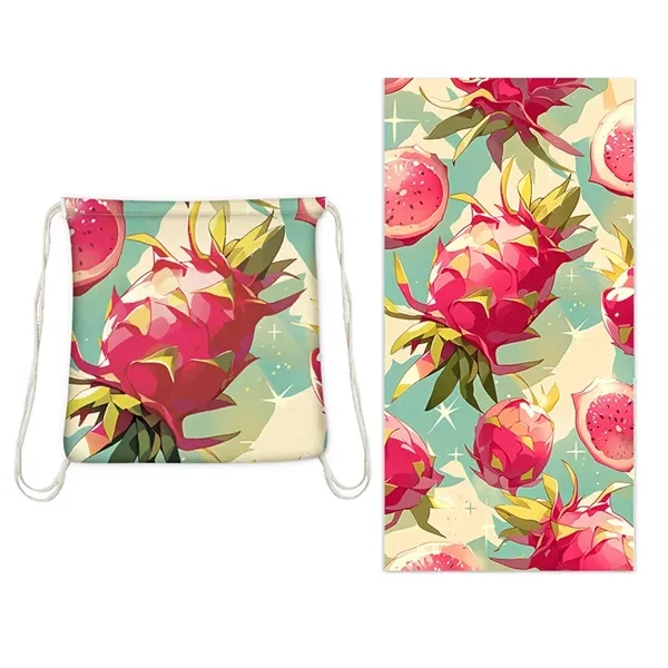 2-In-1 Microfiber Beach Towel Drawstring Backpack - 2-In-1 Microfiber Beach Towel Drawstring Backpack - Image 1 of 3