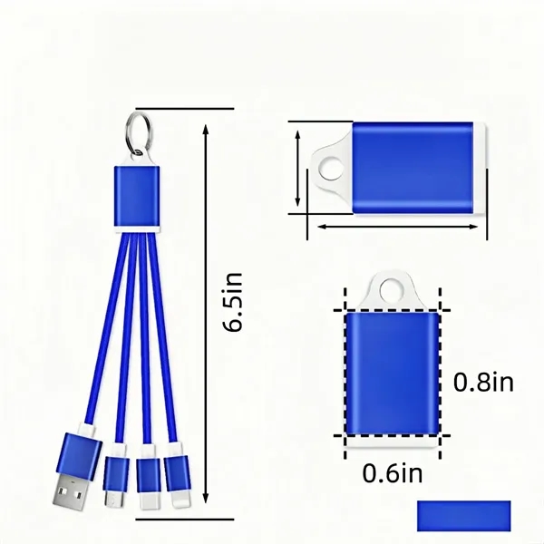 3-In-1 Charging Cable Keychain With USB & Multi Tips - 3-In-1 Charging Cable Keychain With USB & Multi Tips - Image 1 of 4