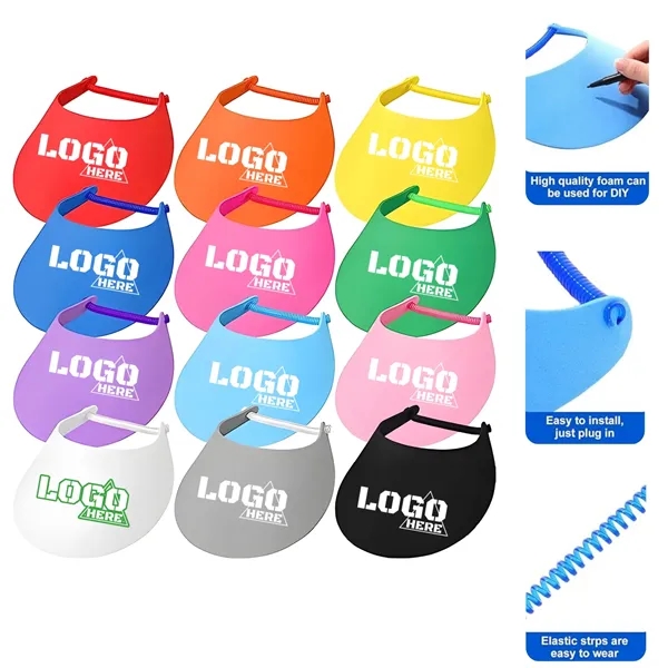 Adjustable Foam Visors with Coil Bands - Adjustable Foam Visors with Coil Bands - Image 0 of 1