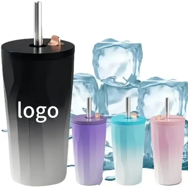 20Oz Portable Insulated Cold Coffee Cup With Straw - 20Oz Portable Insulated Cold Coffee Cup With Straw - Image 0 of 4