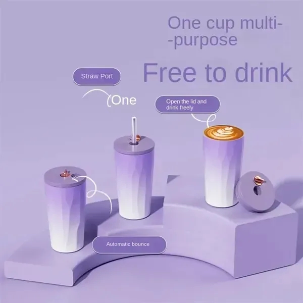 20Oz Portable Insulated Cold Coffee Cup With Straw - 20Oz Portable Insulated Cold Coffee Cup With Straw - Image 1 of 4