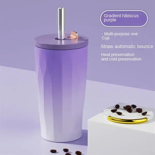 20Oz Portable Insulated Cold Coffee Cup With Straw - 20Oz Portable Insulated Cold Coffee Cup With Straw - Image 3 of 4