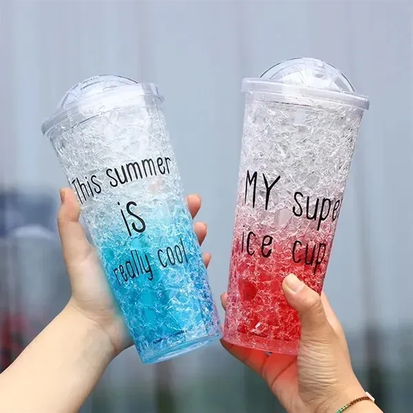 Double Insulated Sliding Lid GelIce Cup Summer Tumbler - Double Insulated Sliding Lid GelIce Cup Summer Tumbler - Image 3 of 4