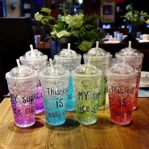 Double Insulated Sliding Lid GelIce Cup Summer Tumbler - Double Insulated Sliding Lid GelIce Cup Summer Tumbler - Image 4 of 4