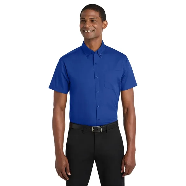 Port Authority Short Sleeve Carefree Poplin Shirt. - Port Authority Short Sleeve Carefree Poplin Shirt. - Image 3 of 24