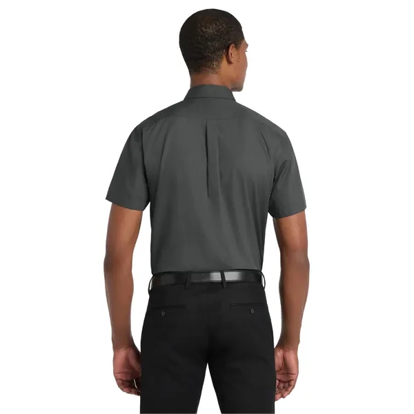 Port Authority Short Sleeve Carefree Poplin Shirt. - Port Authority Short Sleeve Carefree Poplin Shirt. - Image 9 of 24