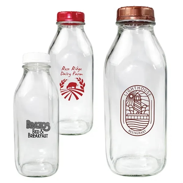 1 Quart Glass Milk Bottle With Lid - 1 Quart Glass Milk Bottle With Lid - Image 0 of 4