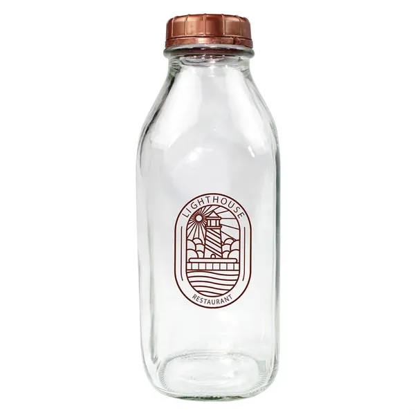1 Quart Glass Milk Bottle With Lid - 1 Quart Glass Milk Bottle With Lid - Image 2 of 4