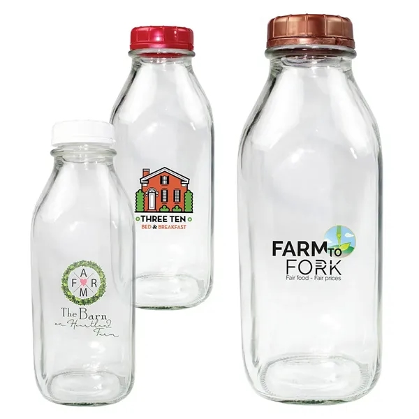1 Quart Glass Milk Bottle with Lid, Full Color Digital - 1 Quart Glass Milk Bottle with Lid, Full Color Digital - Image 0 of 3