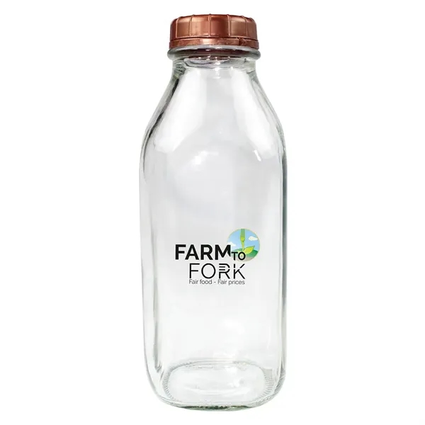 1 Quart Glass Milk Bottle with Lid, Full Color Digital - 1 Quart Glass Milk Bottle with Lid, Full Color Digital - Image 1 of 3