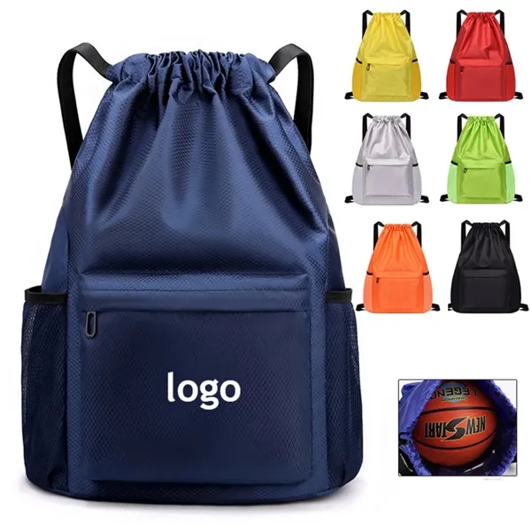 Basketball Drawstring Backpack Bag - Basketball Drawstring Backpack Bag - Image 0 of 2
