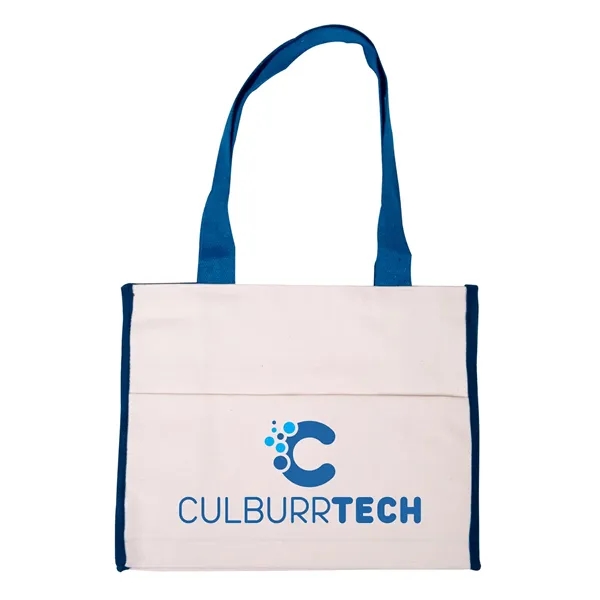 Cotton Gusset Accent Box Tote Bag - Cotton Gusset Accent Box Tote Bag - Image 1 of 5
