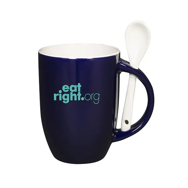 12 oz. Dapper Ceramic Mug With Spoon - 12 oz. Dapper Ceramic Mug With Spoon - Image 0 of 3