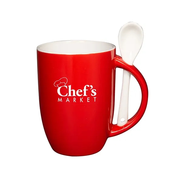 12 oz. Dapper Ceramic Mug With Spoon - 12 oz. Dapper Ceramic Mug With Spoon - Image 2 of 3