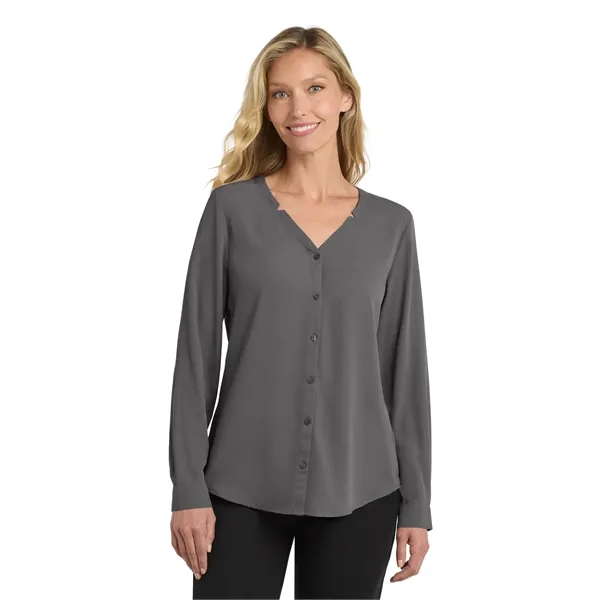 Port Authority Women's Long Sleeve Button-Front Blouse. - Port Authority Women's Long Sleeve Button-Front Blouse. - Image 5 of 14