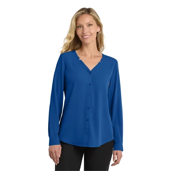 Port Authority Women's Long Sleeve Button-Front Blouse. - Port Authority Women's Long Sleeve Button-Front Blouse. - Image 10 of 14