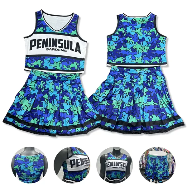 Cheerleader uniform with Sleevless Croptop and Skirt - Cheerleader uniform with Sleevless Croptop and Skirt - Image 0 of 6