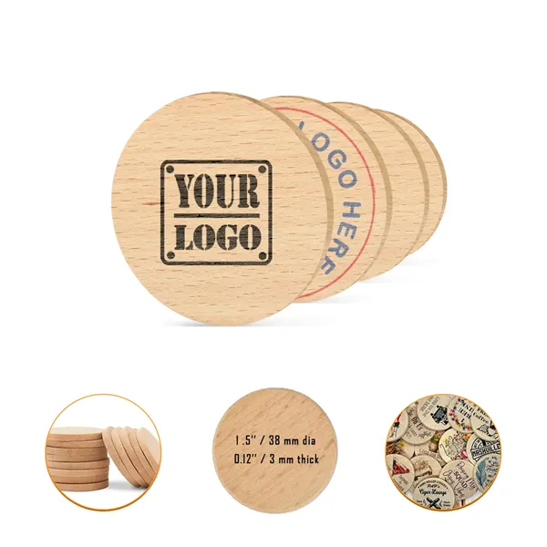 Custom 1.5'' Premium Wooden Nickel - Custom 1.5'' Premium Wooden Nickel - Image 0 of 0