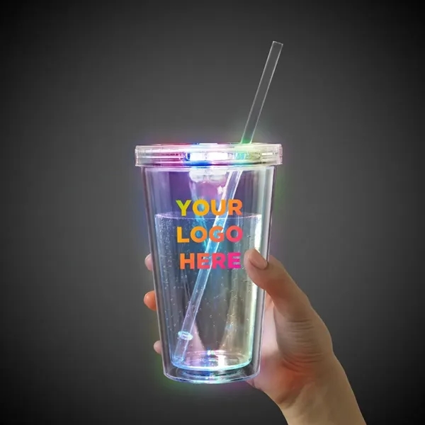 Light Up Travel Cup with Lid and Straw - Light Up Travel Cup with Lid and Straw - Image 0 of 2