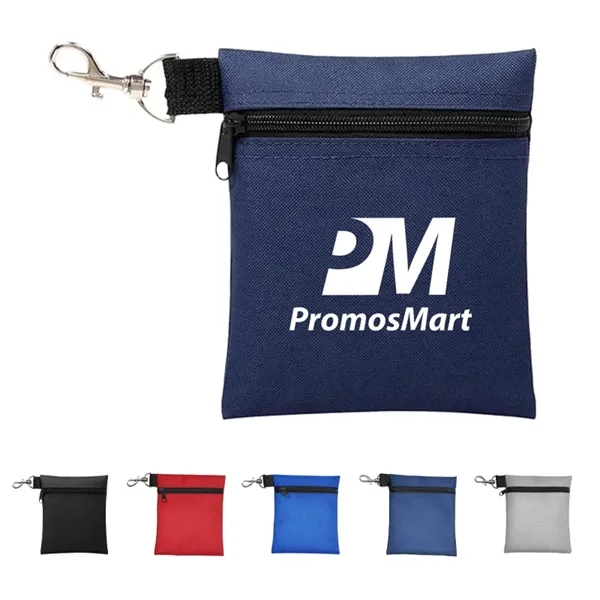 Golf Tee Pouch Zipper Golf Ball Bag with Clip - Golf Tee Pouch Zipper Golf Ball Bag with Clip - Image 0 of 3