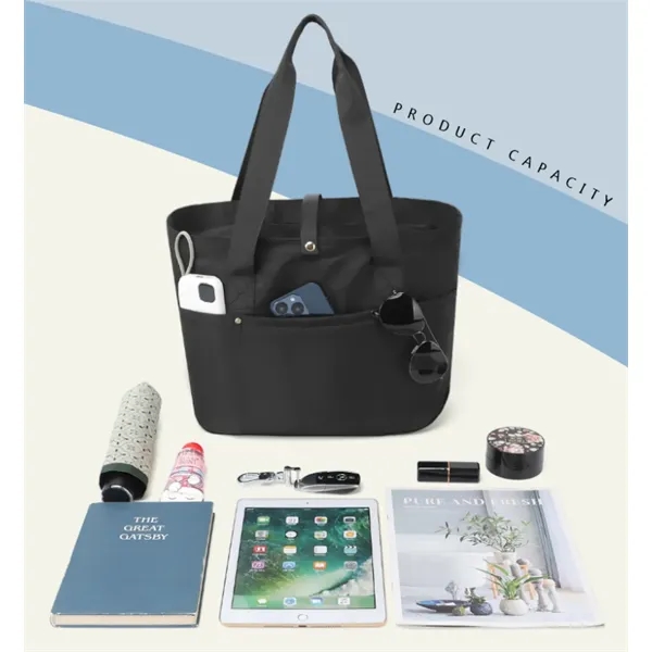 Foldable Tote Bag With Zipper and Top Handle - Foldable Tote Bag With Zipper and Top Handle - Image 1 of 4