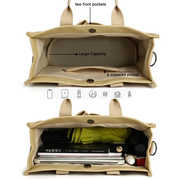 Canvas Tote Bag with multi ways to carry - Canvas Tote Bag with multi ways to carry - Image 1 of 3