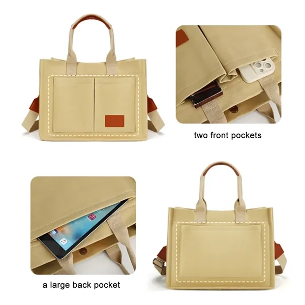 Canvas Tote Bag with multi ways to carry - Canvas Tote Bag with multi ways to carry - Image 2 of 3